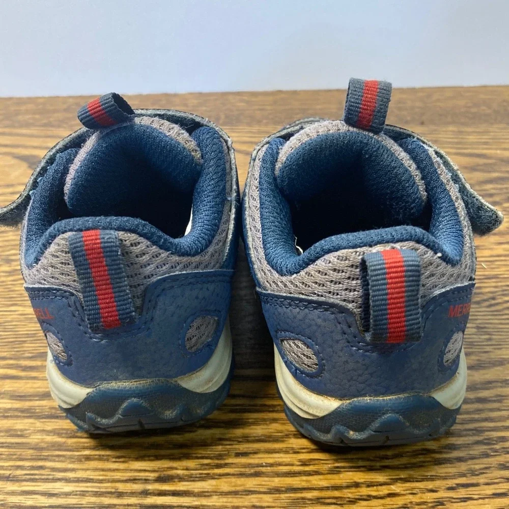 Merrell Kids ML267853 Navy Blue Grey Red Trail Sneakers Hook Loop Size 8W Wide